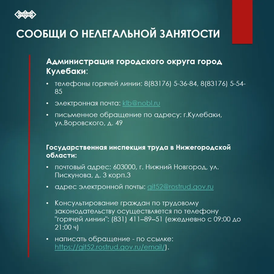 СООБЩИ О НЕЛЕГАЛЬНОЙ ЗАНЯТОСТИ